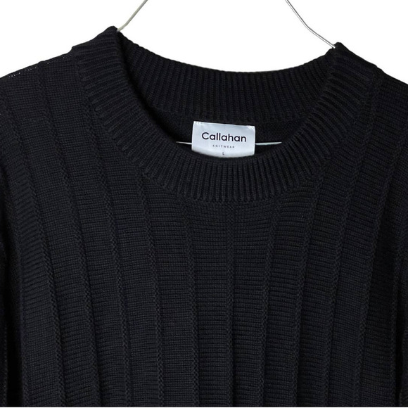 CALLAHAN ANTHRO SWEATER DRESS BLACK METALLIC GOLD CHUNKY WOOL BLEND KNIT NWT - Picture 3 of 9